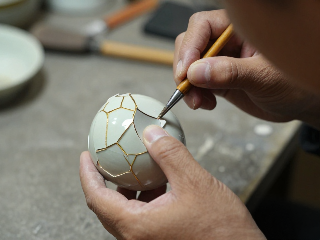 传统手艺人古陶瓷修复,揭秘金缮工艺修复之美