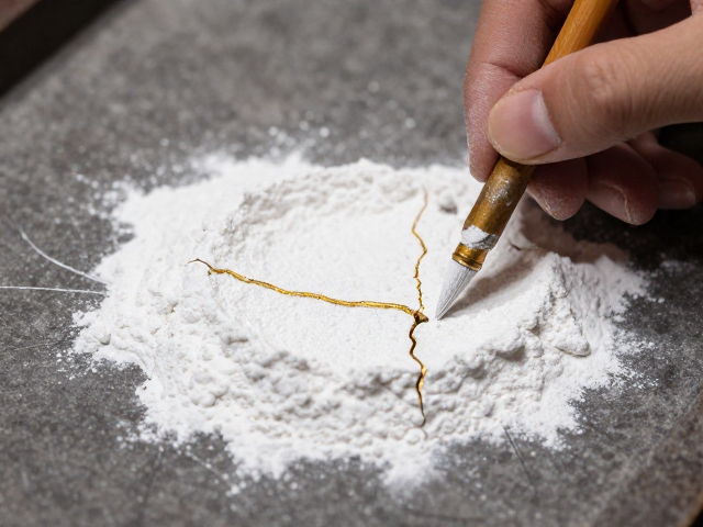 传统金缮修复用白金粉，轻拿轻放呵护裂痕之美