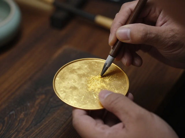 传统金缮修复工艺，金粉涂抹技巧与工匠精神传承