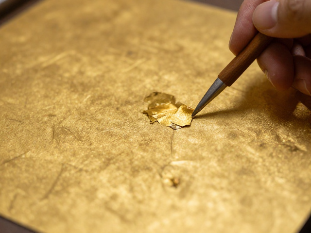 传统金缮修复工艺,金粉涂抹技巧与金箔使用详解