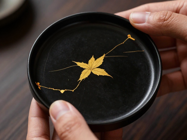 传统金缮修复，髹漆贴金工艺，轻拿轻放呵护残缺之美