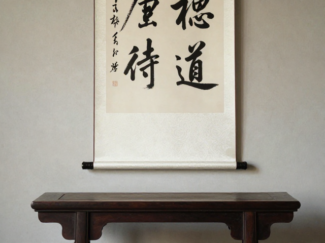 书法挂轴搭配杌凳，礼序待客的东方美学空间