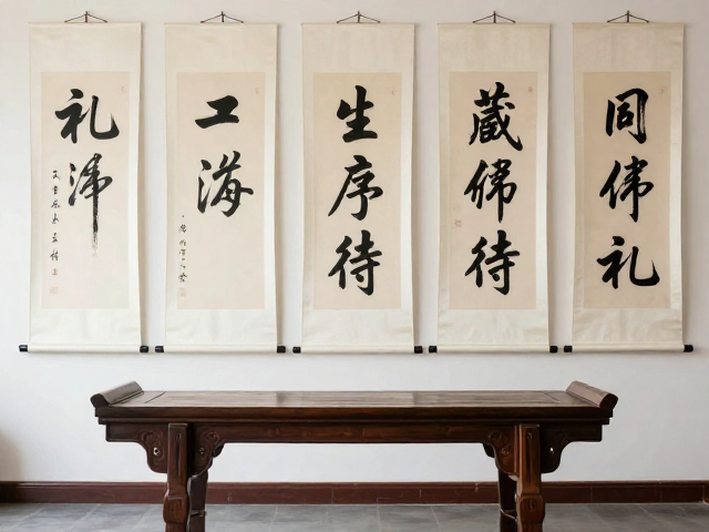 书法挂轴搭配杌凳，礼序待客的东方美学空间