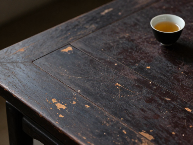 画桌旁看修补痕迹品茗静思，在残缺中悟生活之美