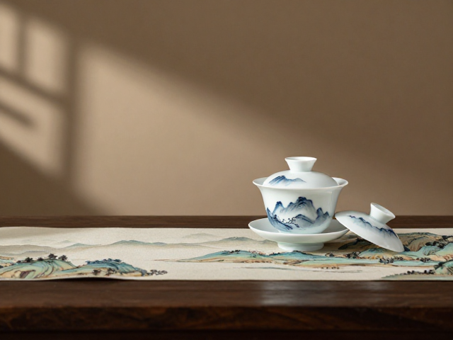 盖碗泡茶配山水画杌凳，打造中式茶室禅意美学指南