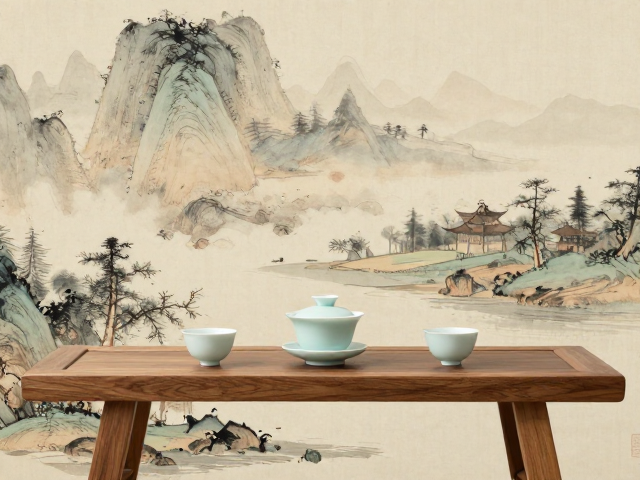 盖碗泡茶配山水画杌凳，打造中式茶室禅意美学指南