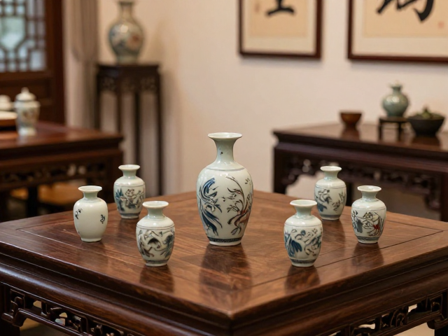 方桌暗八仙纹酒器展示，中式雅集空间布置与风水寓意解析