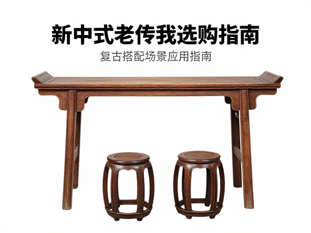 老榆木条案与杌凳搭配，新中式家居的复古美学与选购指南