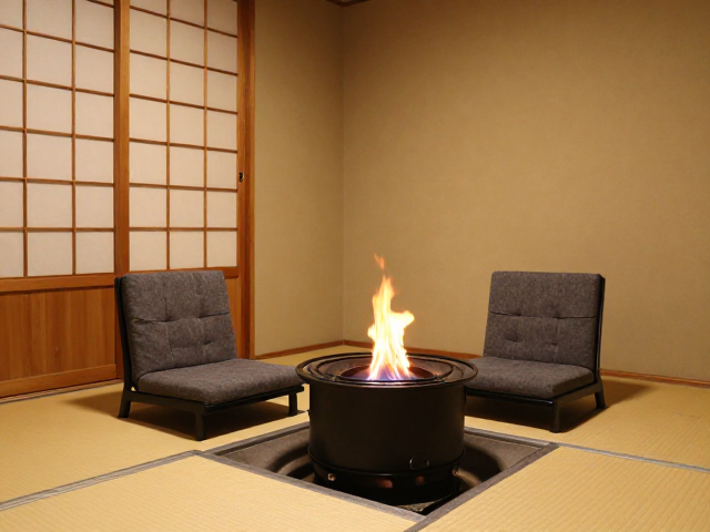 和式矮椅搭配火钵，打造极致日式民宿客房氛围感