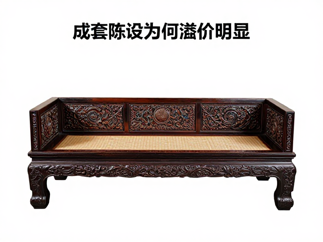 波斯雕花坐榻镶嵌工艺解析,成套陈设为何溢价明显?