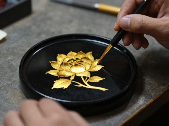 素面大漆传统工艺展示，描金技法详解与艺术魅力