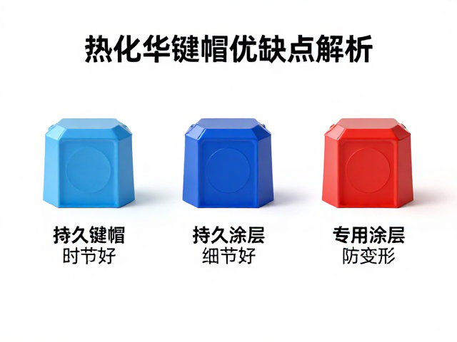 五面热升华键帽优缺点解析，色彩持久细节好，但需专用涂层防变形