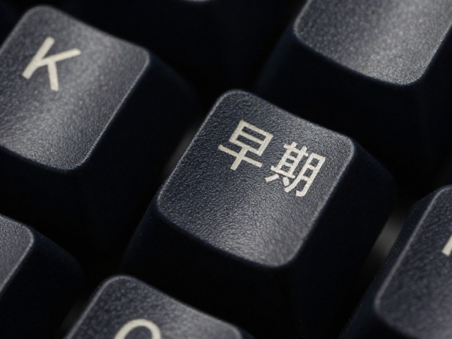 早期工业打标看浅刻激光键帽，深色背景浅色字的极致美学