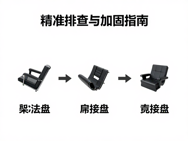 同步倾斜联动底盘扶手连接座晃动?3步精准排查与加固指南