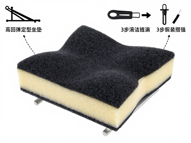 高回弹定型坐垫海绵,铝合金支架,简易工具3步安装指南