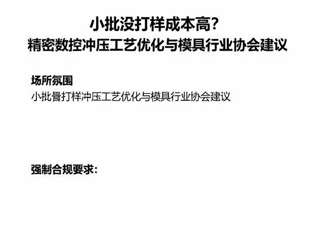 小批量打样成本高？精密数控冲压工艺优化与模具行业协会建议