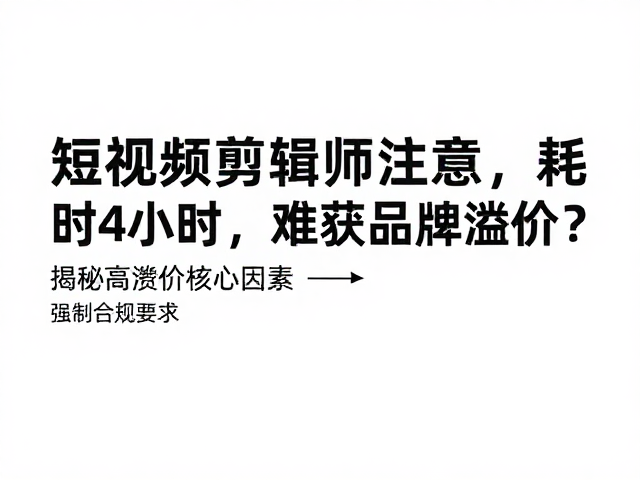 短视频剪辑师注意,耗时4小时,难获品牌溢价?揭秘高溢价核心因素