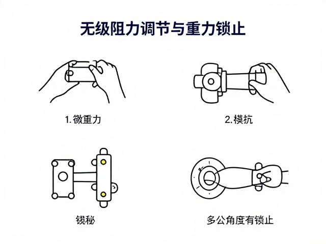 无级阻力调节与重力锁止,揭秘多角度锁定原理