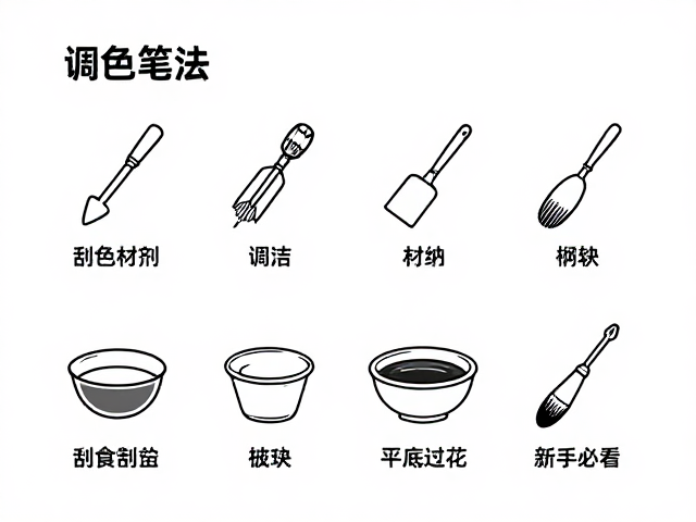 刮画法怎么用？调色媒介剂，基础笔法详解，新手必看