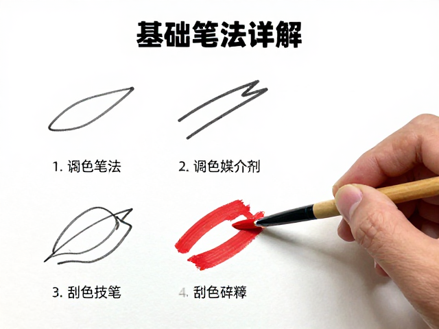 刮画法怎么用？调色媒介剂，基础笔法详解，新手必看