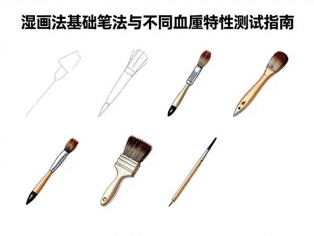 湿画法基础笔法与不同画笔特性测试指南