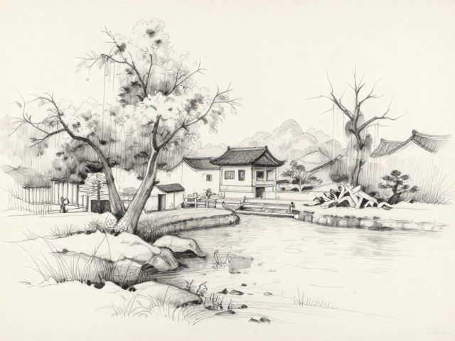 风景写生技巧,单色素描底稿与传统多层画法解析