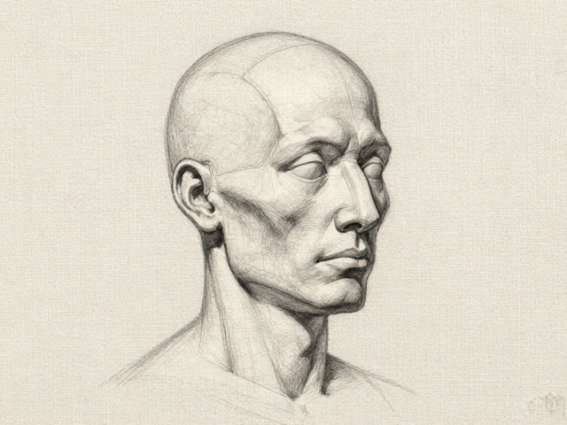 亚麻画布上的头部解剖,像研究人体结构一样精准绘画