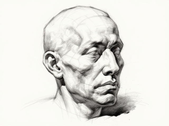 素描光影体积塑造,笔触肌理与头部结构解剖详解