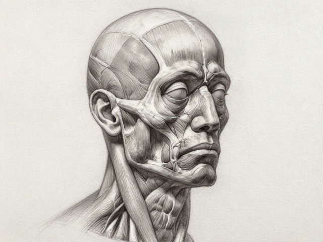 亚麻画布上的灰调子和谐过渡,头部结构与解剖深度解析