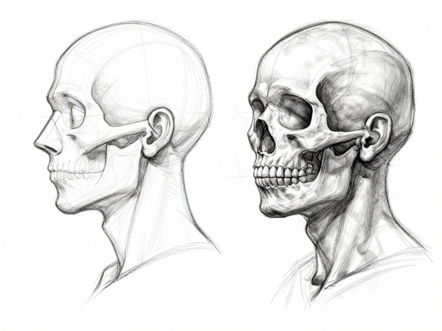 素描人体结构,头部解剖笔触概括与细腻并存指南