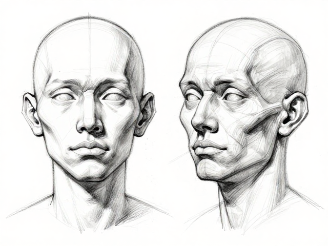 素描人体结构,头部解剖笔触概括与细腻并存指南