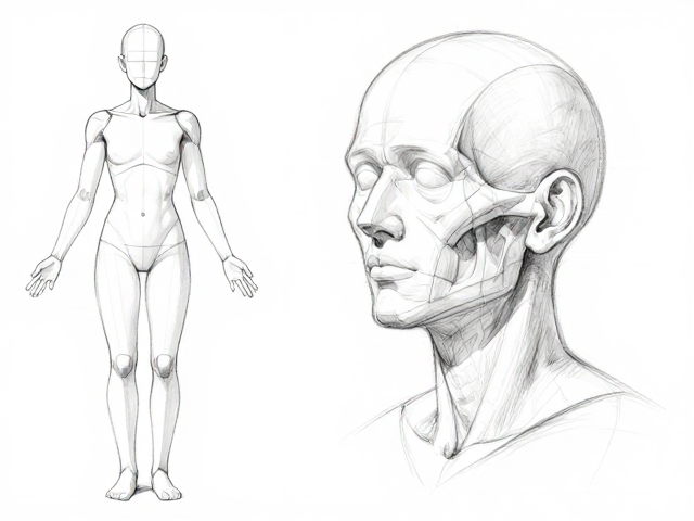 素描人体结构,头部解剖与整体结构研究指南