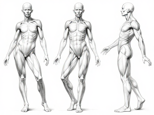 素描人体结构,头部解剖与动态姿势研究,掌握绘画核心逻辑