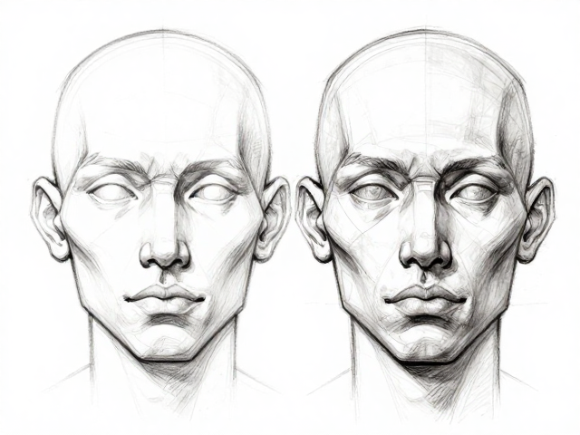 素描人体结构，头部解剖与面部五官特写详解
