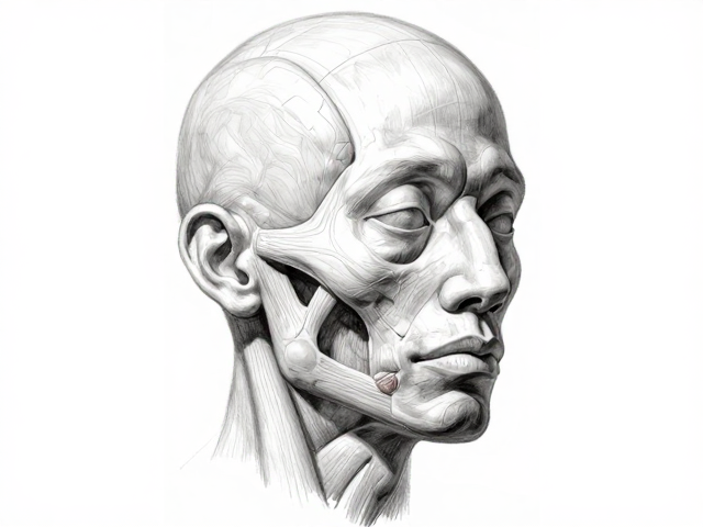 全身人体头部结构与解剖笔触肌理，精准还原人体细节