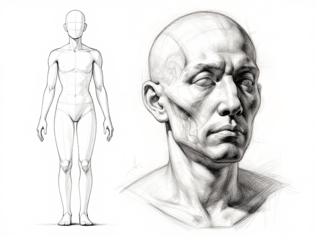 素描人体结构,光影体积塑造与头部解剖实战指南