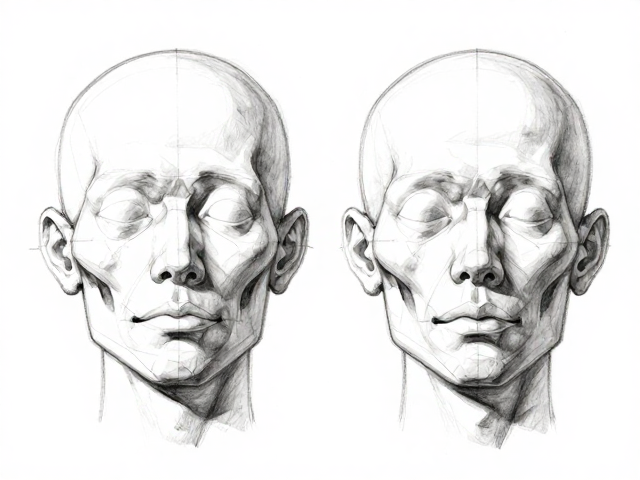 人体结构研究,头部解剖与负空间视觉解析