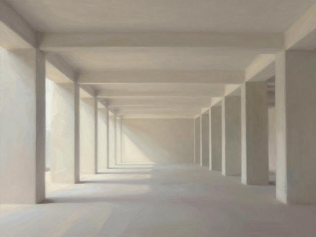 空气透视法下的建筑结构,宽头画笔渲染空间层次