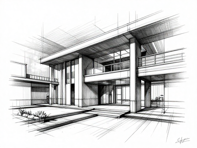宽头画笔下的建筑结构,精细刻画细节,还原设计之美