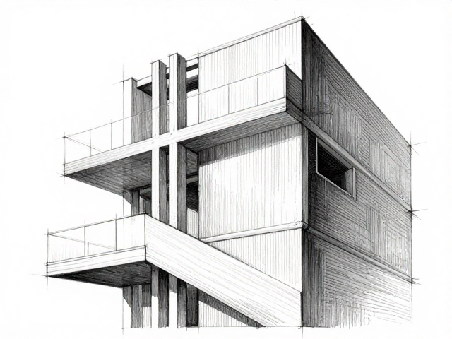 建筑插画中的结构美学与肌理细节解析