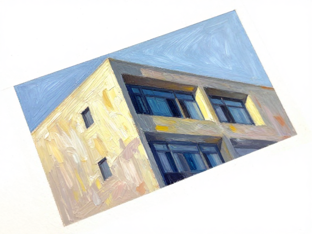 油画棒对角线构图,建筑结构绘画教程,轻松画出高级感