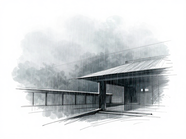 雨雾朦胧中速写构思,建筑结构线条的意境表达与视觉捕捉