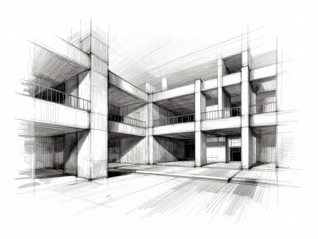 大笔触概括建筑结构,在秩序与混乱中构建空间逻辑