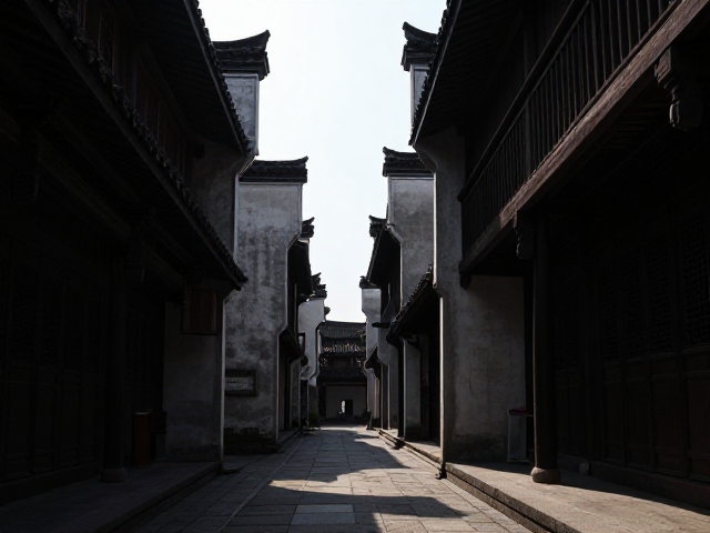 老街巷弄逆光剪影，探秘传统建筑结构之美