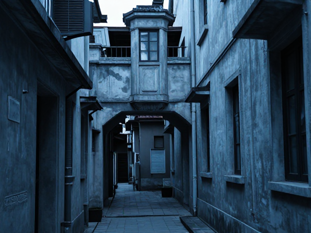 冷峻蓝调下的老街巷弄,独特建筑结构探秘
