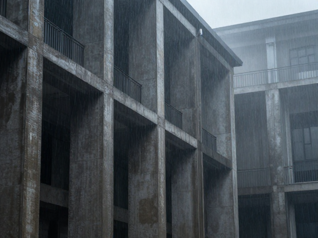 雨雾朦胧中深入刻画建筑结构之美，揭秘光影下的细节魅力