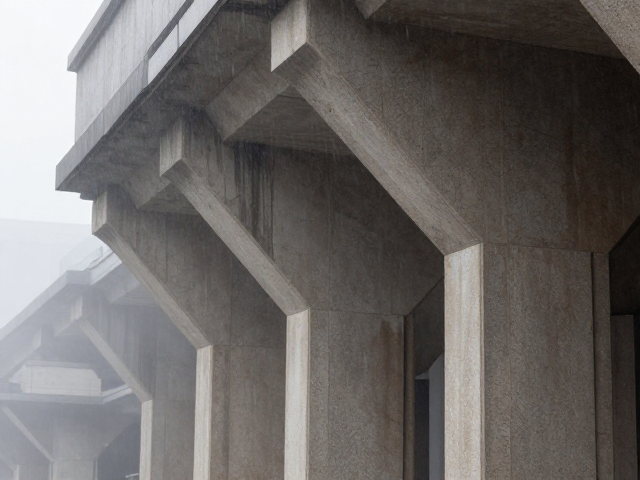 雨雾朦胧中深入刻画建筑结构之美，揭秘光影下的细节魅力
