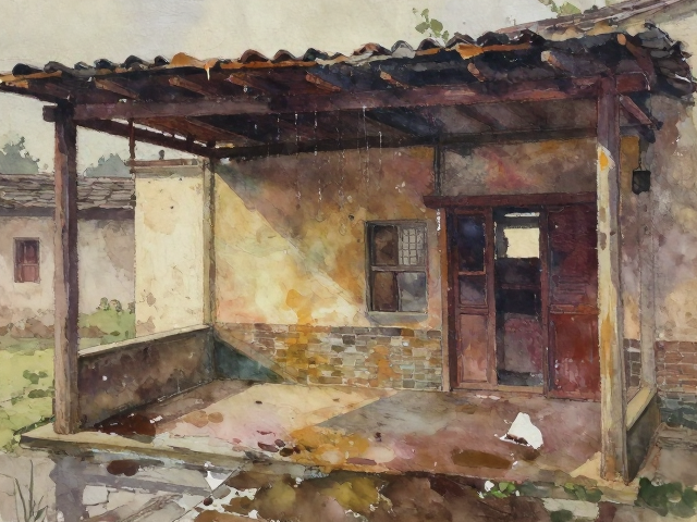 建筑结构下的湿画法晕染,定格怀旧乡愁的视觉记忆