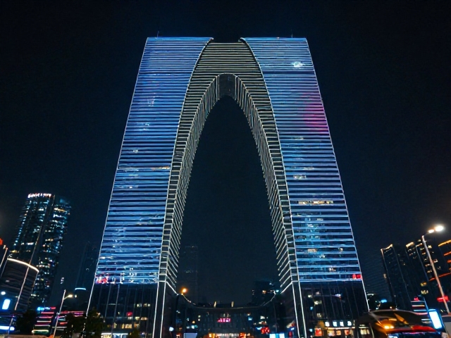框景构图绝美!霓虹夜景下的建筑结构视觉盛宴