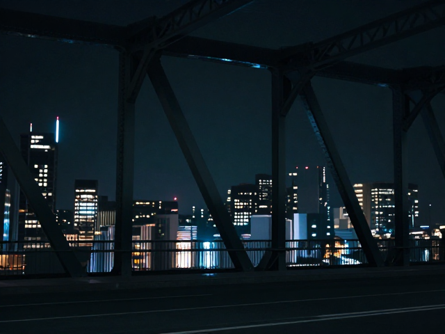 孤独都市霓虹夜景下的建筑结构之美与情感共鸣
